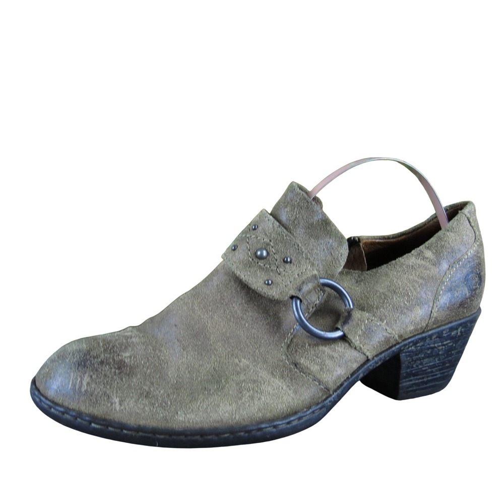 Born Lorlei Brown Distressed Suede Leather Booties Women's 6.5 Western Style‎